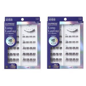 KISS imPRESS Long Lasting Pre-Glued Lash Clusters Kit Demi Wispy 2 Pack